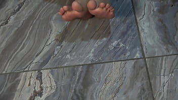 Preview 1 of Amam Mom - For foot fetish lovers,  feet dirty with dirt. Bugs Bunny pose. hits with a rule in a sole of foot