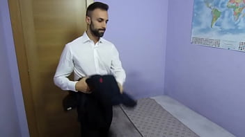 Preview 1 of Sexxxxxxxxx At School - Wearing a SUIT,  undressing,  showing open ASS and JERKING OFF