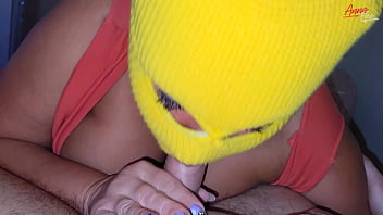 Preview 1 of 75 Old Man - MILF makes a blowjob in a mask, oral creampie