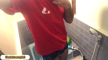 Preview 1 of Seachanime School Sex Vedeos - masturbaiton and cumshot in bathroom