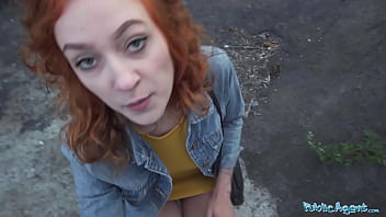 Preview 2 of Cartoonxxxxx - Public Agent Sexy redhead waitress sucks cock and gets fucked doggystyle outside in public