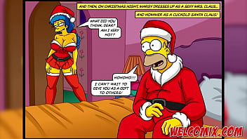 Preview 2 of Big Fach Sex - Christmas Present! Giving his wife as a gift to beggars! The Simptoons,  Simpsons Hentai