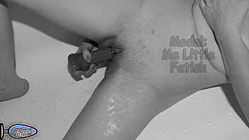 Preview 4 of Gay Lycra Fatty - Strong Orgasm In The Bathroom Caused A Real Squirt She Peed During Orgasm,  My First Squirt