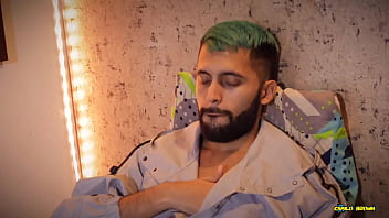 Preview 1 of Big Boons Round - Cameraman Helps Camilo Brown Masturbate His Big Uncut Cock Till He Shoots a Nice Load And Swallows His Own Cum