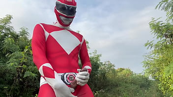 Preview 2 of Hotel Housekeeper Hidden - Power Ranger wanking outdoor.