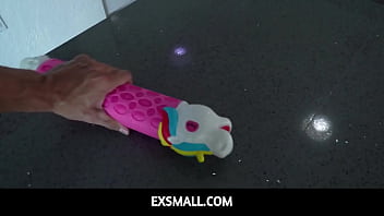 Preview 1 of Amateur Wifi Orgasm - ExSmall  -  The table has turned with tiny prankster Violet Gems got stuck under the table and her stepbrother Danny Steele gets back at her by taking advantage of her situation