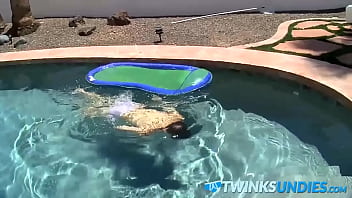 Preview 2 of Www Xxvdeox - Cute young twink Patrick Kennedy stokes cock by the pool