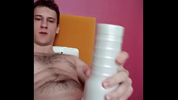 Preview 2 of Boy Spanked Erection - Pretty Boys Uses Toy to help him Cum