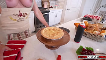 Preview 1 of Xxxx Video Desi Girl - Stepson stumbles upon his stepmom Sofie Marie upon her cooking almost naked with wearing only an apron