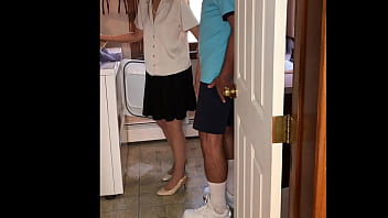 Preview 2 of Samal Garil Xex - Sexy MILF Surrenders to Neighbor Boy in Laundry Room