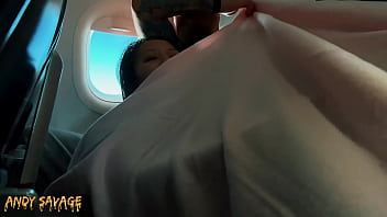 Preview 2 of Amateur Large Penis - PUBLIC fingering asian on an airplane MILE HIGH CLUB