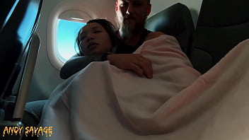 Preview 3 of Amateur Large Penis - PUBLIC fingering asian on an airplane MILE HIGH CLUB