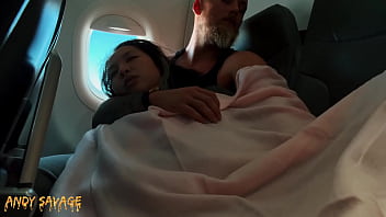 Preview 4 of Amateur Large Penis - PUBLIC fingering asian on an airplane MILE HIGH CLUB