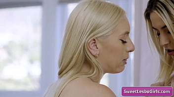 Preview 3 of Police Bazaar - Sensual blonde lesbian teens Kay Lovely,  Chanel Camryn massage their boobs and make out during sex massage