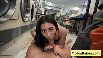 Preview 2 of Mom Huge Tit - Cutie teen slut Nikki Mars with perfect nice round butt fucks huge dick at the laundromat