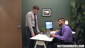 Preview 1 of Defloration Xxx - Gay office workers argue about promotion &amp_ fuck