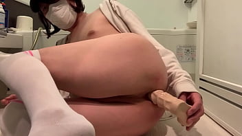 Preview 3 of Xnxx Com Mp4 - ミニスカニーハイの女装子まゆちゃんがお風呂場で極太ディルドをアナルに出し入れして吐息が漏れる
