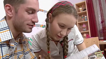 Preview 1 of Bf Sexyx - English tutor seduces brunette then fucks her doggy style and cumshots on her belly