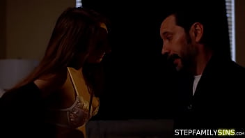 Preview 2 of Saxy Xxx Dog Video - Busty teen stepdaughter teasing stepdad