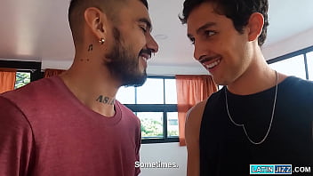 Preview 3 of Babe Striptease - You want leche? Yeah,  give it to me! Enrique Mudu and Alberto Chimal - Two Latinos with HUGE cocks fucking having fun together!