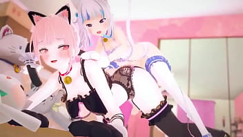 Preview 2 of Saggy Tits Solo Hanging - Mori Forced To Have Futa Sex (Hololive Porn Animation)