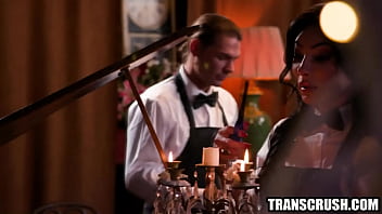 Preview 1 of Bf Xxx 4g - Hot transgender waitress fucked by male colleague