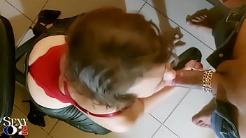 Preview 2 of Sex Aunti - 1764 - French Amateur Slut,  Blowjob,  Deepthroat,  Rimming,  Rim Job,  Ass Fingering,  Red Satin Bodysuit,  Green Leather Pants,  Heels