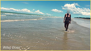 Preview 1 of Sapna Xx X - Wife playing nude football public clothed beach