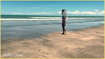 Preview 4 of Sapna Xx X - Wife playing nude football public clothed beach