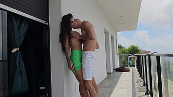 Preview 1 of Russians Vintage - FUCKING TOMMY BIG COCK - Fucking UTDOOR with big dick on the bed and balcony - Susy Gala &amp_ Tommy Cabrio
