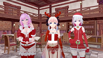 Preview 1 of Hottest Lick Nipples - Pussyverse: The inn of pleasure - Christmas special (Noelle,  March 7th,  Topaz,  Griseo,  Kokomi,  Guinaifen)