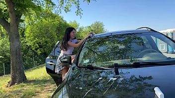 Preview 3 of Japan Durasi Terlams - Washing my windshield with her Pee
