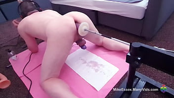 Preview 4 of Bianca Mol - Chastity DILF Mike Essex anal fucking with dildo on the fucking machine