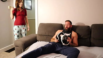 Preview 1 of White Bed Porn - Stepmom thinks shes in a VR Game,  the CUM Taste REAL