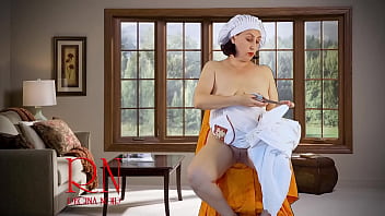 Preview 2 of Hot Mom I Fuck - Cinderella without panties sews dresses for her stepmother and stepsisters. 6 2