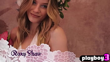 Preview 1 of Girl And Girl Oiled - Cute blonde teen Roxy Shaw showing off hot body and enjoying passion posing action