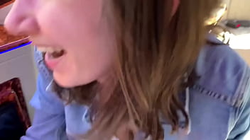 Preview 1 of Boy Student Teacher Sex Vedio - Spontaneous blowjob in Rolls-Royce ended with a huge mouth cumshot