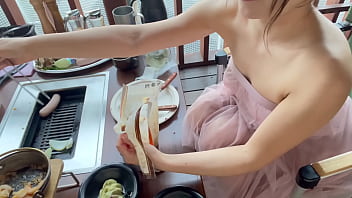 Preview 3 of Bijou Porn - Would you like to warm up in winter while eating delicious food together?