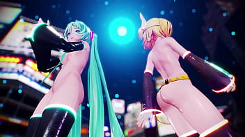 Preview 3 of Sph Verbal - Miku &amp_ Rin Sexy Naked Dance - Heart Pie Dance Hall MMD by Shinshi52