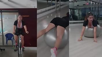 Preview 1 of Seater N Badar - Hot Teen with Big Tits and Perfect Ass in the Gym warming up for Sex in Doggy. Huge Cum on Asshole