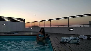 Preview 3 of Mom And Son Pashto - cumming a lot in the pool at sunset - accounter adventure