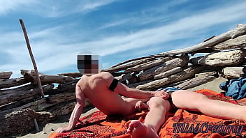 Preview 2 of New Xxxii Movies - Fingering wet pussy on public beach and gets caught and interrupted by voyeur - MissCreamy