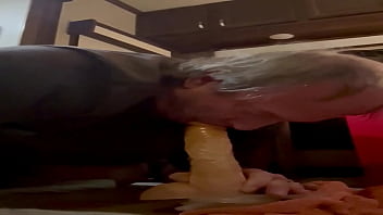 Preview 4 of Video Xixxx - Swallowing my 10&rdquo_ dildo all the way while I&rsquo_m riding my monster dildo