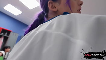 Preview 3 of Bella Rose Pissing - Sneaky Sex at the Locker Room Goes Wrong
