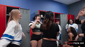 Preview 1 of Bella Rose Pissing - Sneaky Sex at the Locker Room Goes Wrong