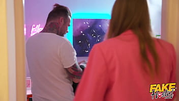 Preview 1 of Igrovoy Avtomat Probki - Fake Hostel - New couple hook up before being joined by horny backpacker for a threesome