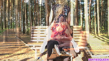 Preview 1 of Full Xxx Pond Video - Kinky blonde gets creampie by a stranger in public outside,  also got caught while rough dick jumping