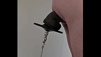 Preview 2 of Momther Porn - Monster black dildo from the side on fucking machine