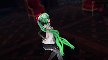 Preview 3 of Strapon Outdoor - Miku Hatsune Undress Dance Hentai Pussy Plug Toy Reversible Campaign Song MMD 3D Green Hair (CLIP)