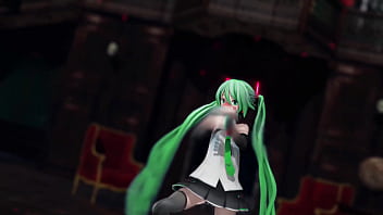 Preview 4 of Strapon Outdoor - Miku Hatsune Undress Dance Hentai Pussy Plug Toy Reversible Campaign Song MMD 3D Green Hair (CLIP)